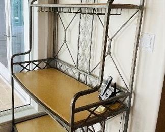 13- NOW $165 WAS $325 Iron silvered baker's rack • 82high 42wide 23deep 