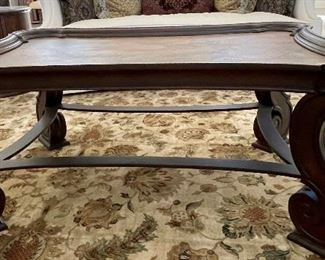 20 -NOW $189 was  $375 Century Mediterranean style coffee table iron base & copper top• 23high 50wide 38deep