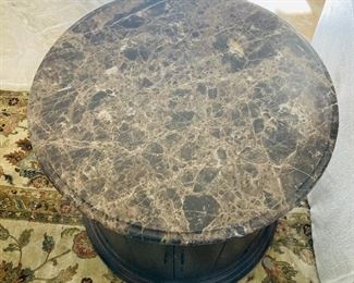 22- $450 Century Pair of marble top round side tables  • 26high 26across 