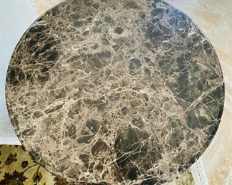 22- $450 Century Pair of marble top round side tables  • 26high 26across 