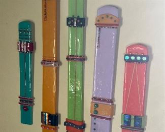 Collection of large fused glass art pieces/bookmarks by Suzanne Henley