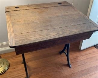 Antique Wood Cast Iron Desk