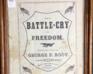 "The Battle Cry of Freedom"- 1862 Framed Sheet Music