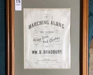 "Marching Along" - 1862 Framed Sheet Music
