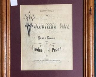 "Volunteer's Wife" - Framed Sheet Music
