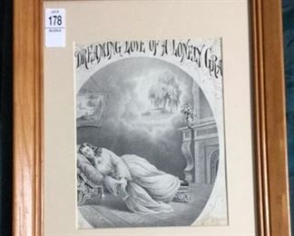 "I Am Dreaming Love Of A Lonely Grave" - 1866 Framed Sheet Music