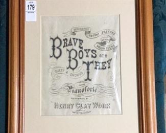 "Brave Boys Are They" - 1866 Framed Sheet Music