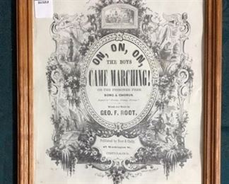 On, On, On, The Boys Came Marching - Framed Sheet Music
