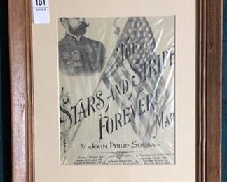 "The Stars and Stripes Forever" 1898 Framed Sheet Music