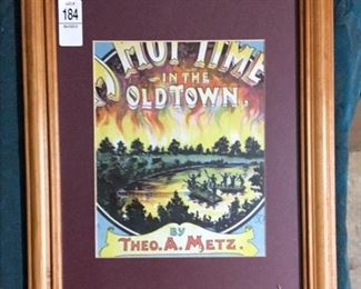 "A Hot Time in The Old Town"- 1898 Framed Sheet Music