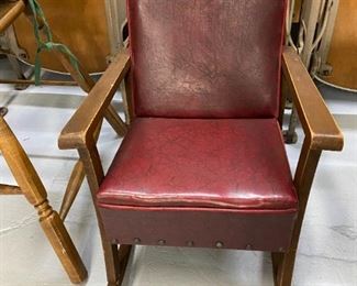 Antique Leather Childs Rocking Chair