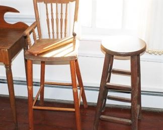 Antique High Chair, Bench