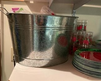 Galvanized Tub with Picnic Supplies