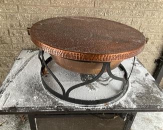 Shown Copper Firepit With Copper Lid