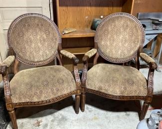 Queen Ann Style Upholstered Chairs in Good Condition.  2 Available. 