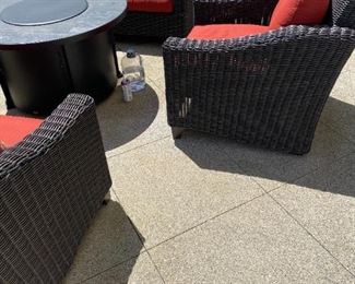 PRICE - $850/chair; Set/2 indoor/outdoor wicker club chairs with cushions. Excellent condition. Retail stores have no inventory!