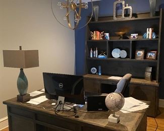 PRICE - $1,500; Handcrafted executive desk.         
PRICE - $1,100; Handcrafted matching credenza and bookshelves. 