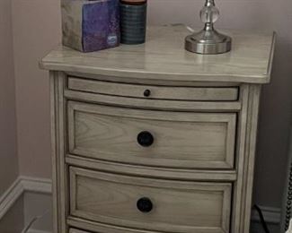 PRICE - $250; Haverty's distressed 3-drawer nightstand. 
