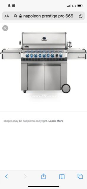 PRICE - $2,500; Brand new Napoleon Prestige Pro 665 stainless steel gas grill with grill cover.