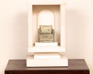 "Way Station" Chair Sculpture No XXII 1984 Carrara White (Marble) & Bronze 6" x 6 ½" x 10"                                          $4,200