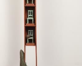 " Advertisement for Peace and Quiet in the Country" Chair Sculpture No XX 1983 Bronze and Rosewood 19" x 6" x 52"