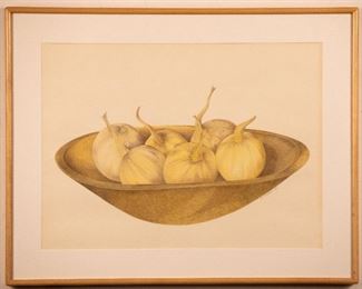 "Still Life with Gourds" Crayon 1953                                                27 1/2" x 21 5/8" x 1 1/2"