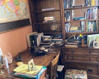 Desk unit and books