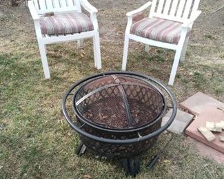 Fire pit and lawn chairs
