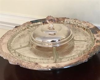 Silver plate divided serving dish