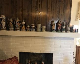German Steins with music boxes and figurines