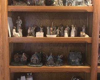 Thomas Kincaid lighted Houses and Willow Tree figurines