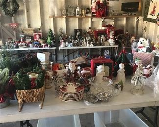 Lots of beautiful Christmas Dishes, Bowls, flower arrangements, Candy dishes and more