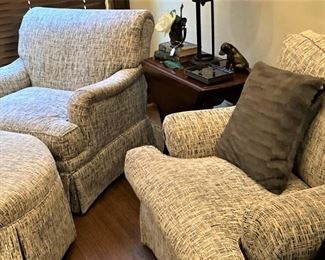 Matching chairs with one ottoman