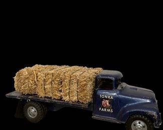 1957 TONKA Farms blue truck and straw bales