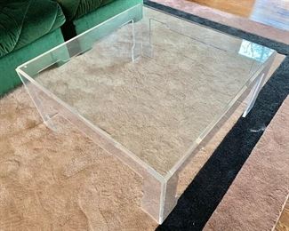Jeffrey Bigelow lucite & glass coffee table.  Signed.
