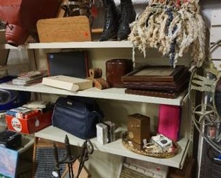 decor, wire baskets, fire place tools, wash boards, 