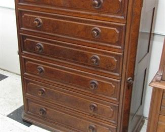 Victorian Walnut Lock-Side Chest of Drawers