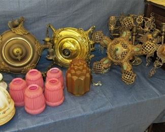 Chandeliers, Fixtures, Sconces - Antique Brass Ceiling Lights