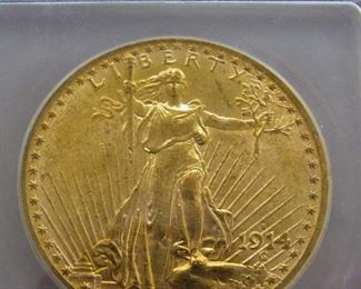 1914 Double Eagle Gold Coin  / $20 Gold St Gaudens