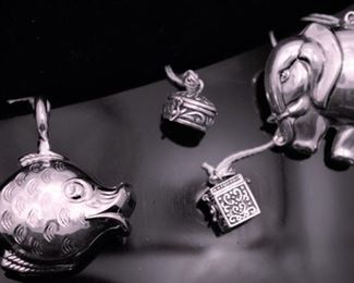 Sterling Elephant, Fish and two boxes