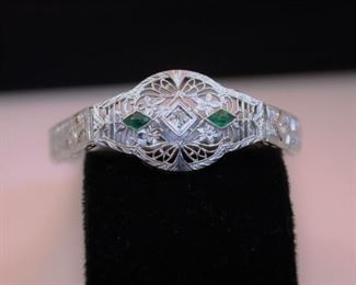 14K Diamond and Emerald Bracelet