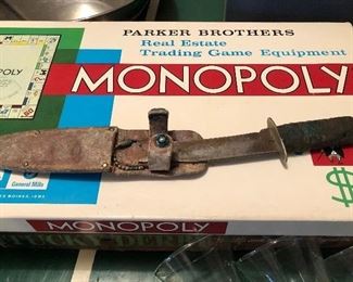 Vintage knife in sheath - Monopoly game 