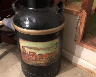 steam engine painted milk can