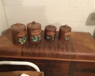Vintage set of canisters- Sugar, Flour, Tea & Coffee