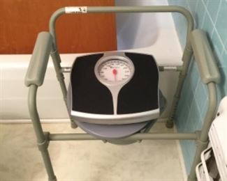 Potty chair & scale in bathroom 