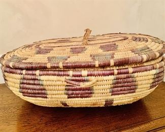 Very Large Hand Woven Basket with Lid from Yemen