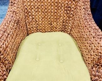 High Back Woven Banana Leaf Armchair with Cushion