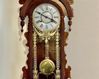 Vintage Walnut Chiming Regulator Wall Clock