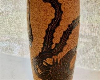 Crackle Finish 11.5in Dragon Vase, Japan