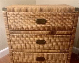Natural Wicker 3 Drawer Dresser